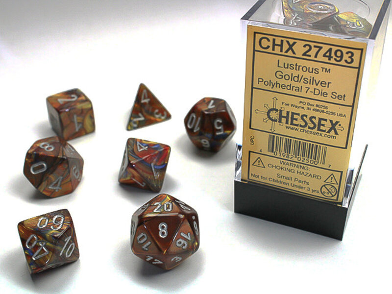 Chessex Lustrous 7-Die Set Gold / Silver Chessex Dice (CHX27493)