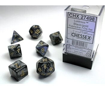 Lustrous 7-Die Set Black / Gold Chessex Dice (CHX27498)