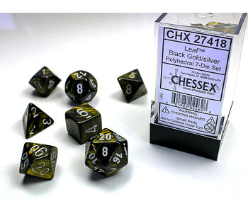 Leaf 7-Die Set Black Gold / Silver Chessex Dice (CHX27418)