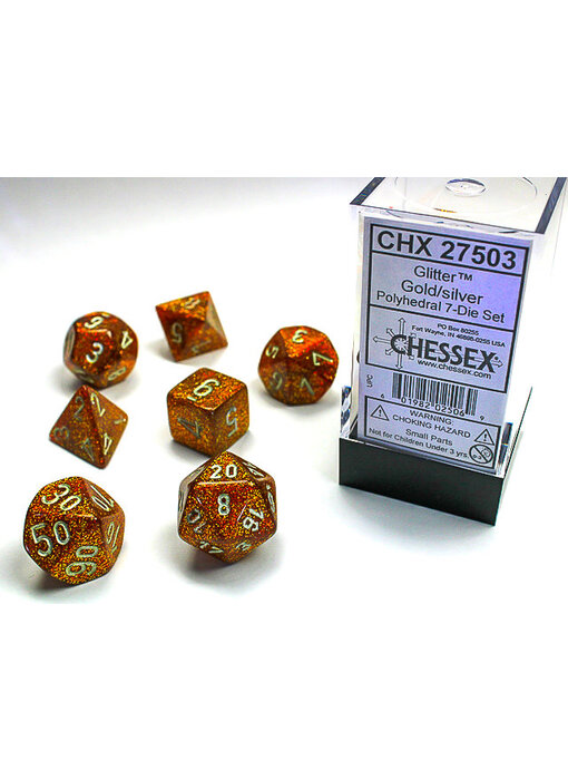 Glitter 7-Die Set Gold / Silver Chessex Dice (CHX27503)