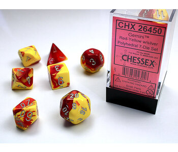 Gemini 7-Die Set Red-Yellow / Silver Chessex Dice (CHX26450)