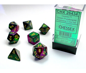 Gemini 7-Die Set Green-Purple / Gold Chessex Dice (CHX26434)