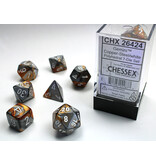 Chessex Gemini 7-Die Set Copper-Steel / White Chessex Dice (CHX26424)