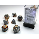 Gemini 7-Die Set Copper-Steel / White Chessex Dice (CHX26424)