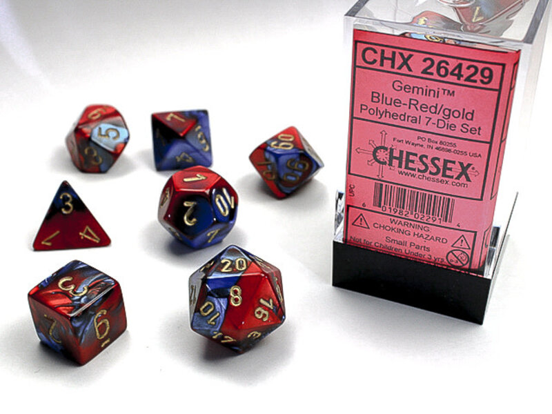 Chessex Gemini 7-Die Set Blue-Red / Gold Chessex Dice (CHX26429)