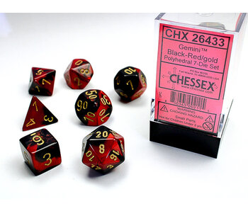 Gemini 7-Die Set Black-Red / Gold Chessex Dice (CHX26433)