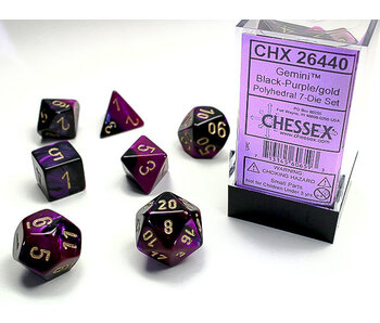 Gemini 7-Die Set Black-Purple / Gold Chessex Dice (CHX26440)