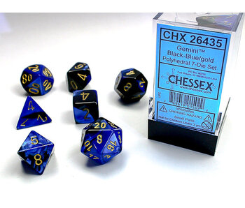 Gemini 7-Die Set Black-Blue / Gold Chessex Dice (CHX26435)