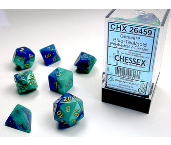 Gemini 7-Die Blue-Teal / Gold Chessex Dice (CHX26459)