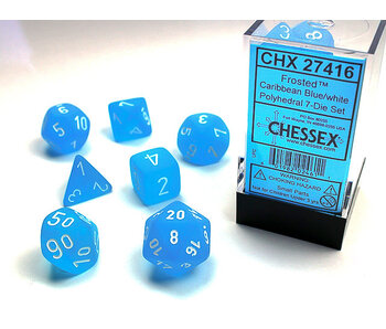 Frosted 7-Die Set Caribbean Blue / White Chessex Dice (CHX27416)