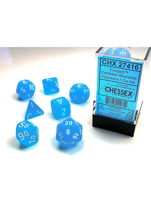 Frosted 7-Die Set Caribbean Blue / White Chessex Dice (CHX27416)