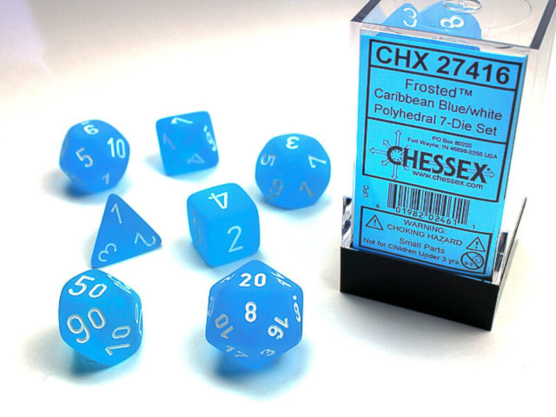 Chessex Frosted 7-Die Set Caribbean Blue / White Chessex Dice (CHX27416)