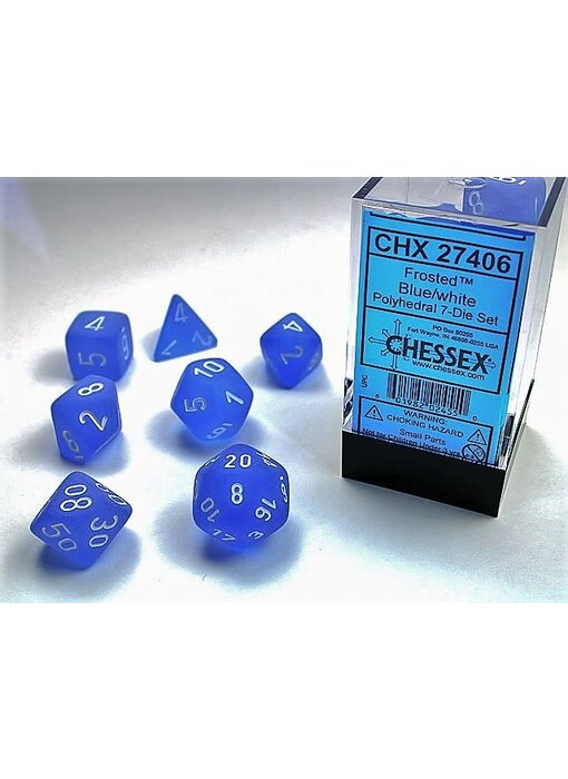 Frosted 7-Die Set Blue / White Chessex Dice (CHX27406)