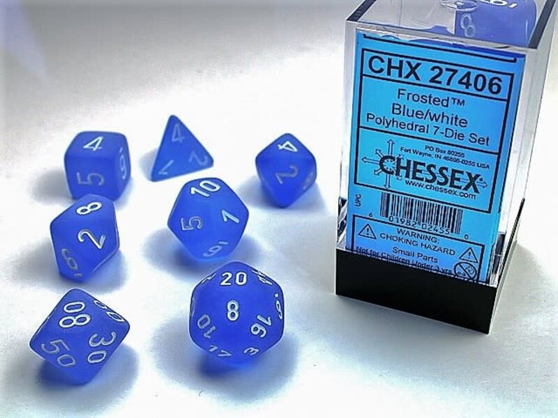 Chessex Frosted 7-Die Set Blue / White Chessex Dice (CHX27406)