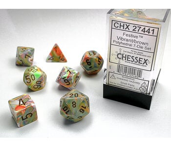 Festive 7-Die Set Vibrant / Brown Chessex Dice (CHX27441)