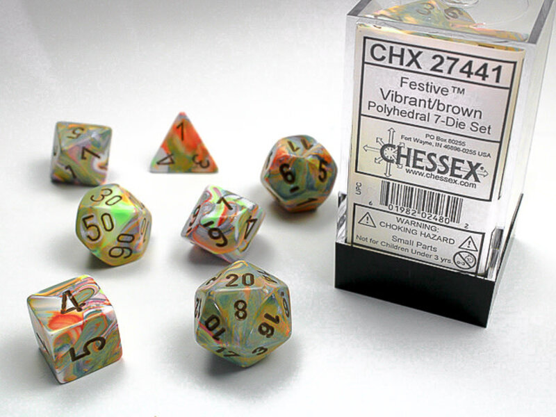 Chessex Festive 7-Die Set Vibrant / Brown Chessex Dice (CHX27441)