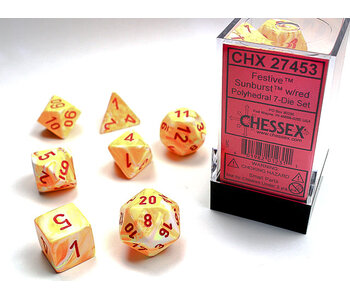 Festive 7-Die Set Sunburst / Red Chessex Dice (CHX27453)