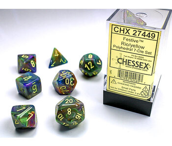 Festive 7-Die Set Rio W / Yellow Chessex Dice (CHX27449)