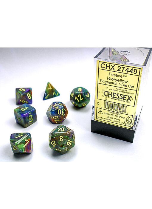 Festive 7-Die Set Rio W / Yellow Chessex Dice (CHX27449)