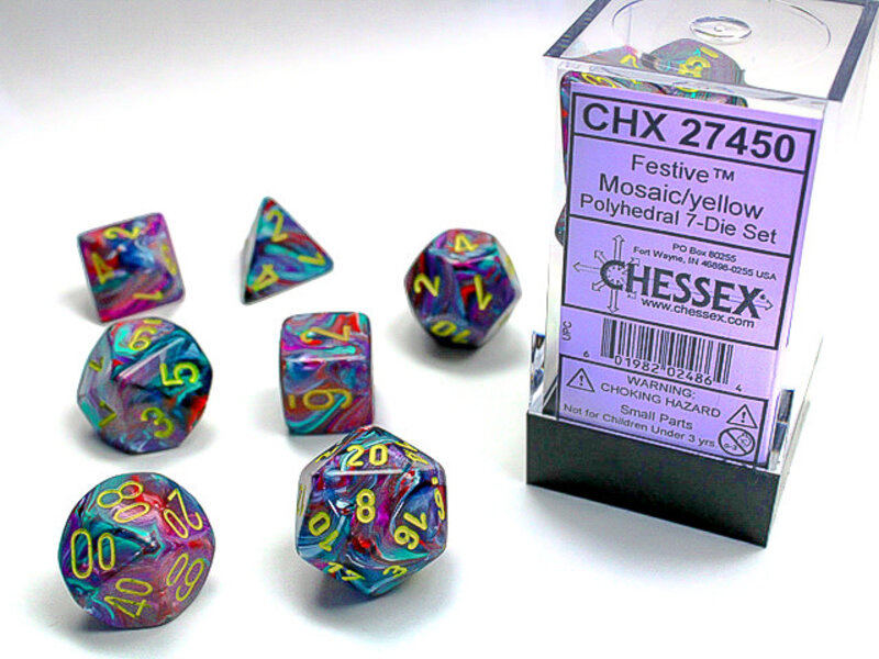 Chessex Festive 7-Die Set Mosaic / Yellow Chessex Dice (CHX27450)