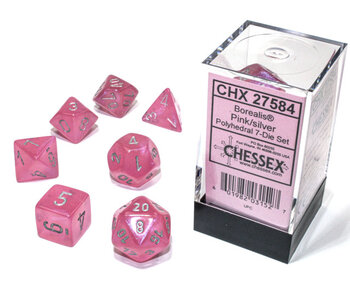 Borealis 7-Die Set Pink / Silver Luminary Chessex Dice (CHX27584)