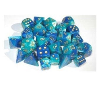 Gemini 12 * D6 Blue-Teal / Gold 16mm Chessex Dice (CHX26659)