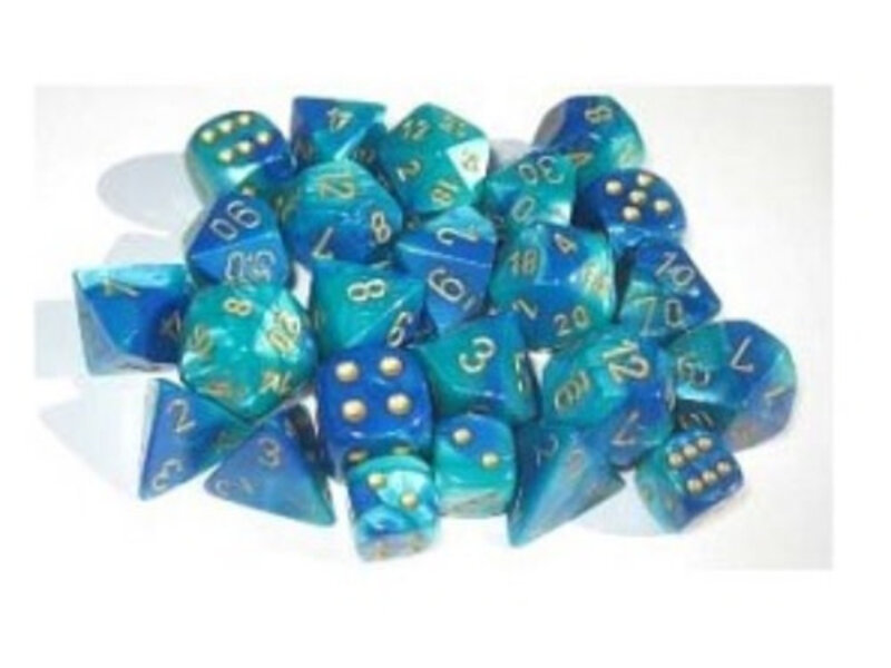 Chessex Gemini 12 * D6 Blue-Teal / Gold 16mm Chessex Dice (CHX26659)
