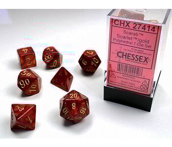 Scarab 7-Die Set Scarlet / Gold Chessex Dice (CHX27414)