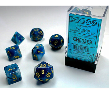 Phantom 7-Die Set Teal / Gold Chessex Dice (CHX27489)