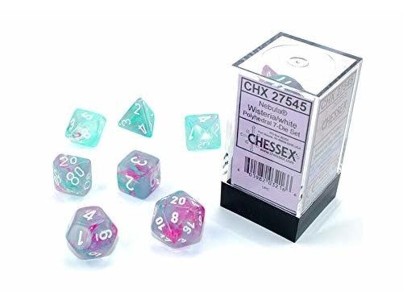 Chessex Nebula 7-Die Set Wisteria / White Luminary (2021) Chessex Dice (CHX27545)