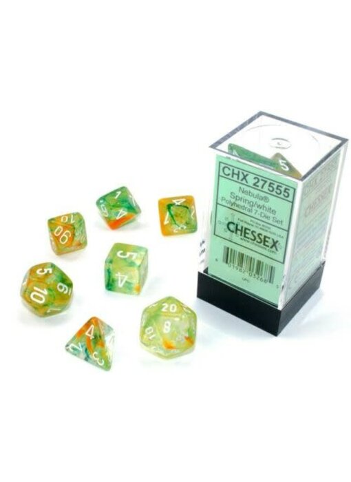 Nebula 7-Die Set Spring / White Luminary (2021) Chessex Dice (CHX27555)
