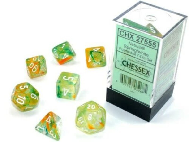 Chessex Nebula 7-Die Set Spring / White Luminary (2021) Chessex Dice (CHX27555)