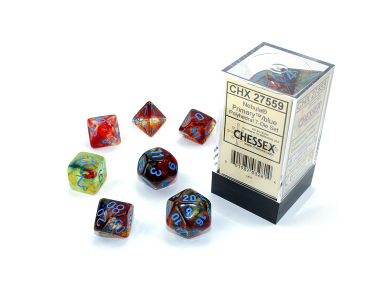 Chessex Nebula 7-Die Set Primary / Turquoise Luminary (2021) Chessex Dice (CHX27559)