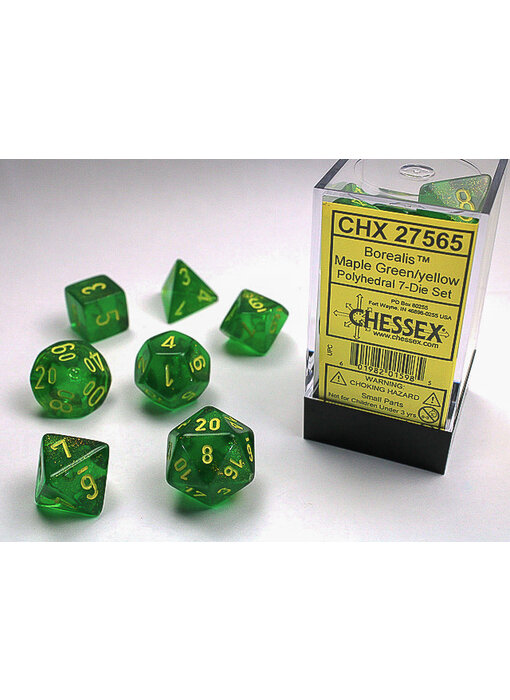 Borealis 7-Die Set Maple Green / Yellow Chessex Dice (CHX27565)