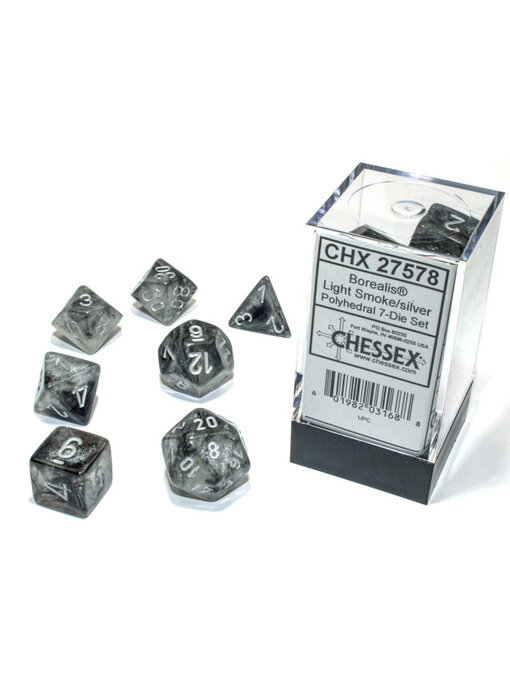 Borealis 7-Die Set Light Smoke / Silver Luminary Chessex Dice (CHX27578)