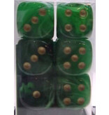 Chessex Vortex 12 * D6 Green / Gold 16mm Chessex Dice (CHX27635)