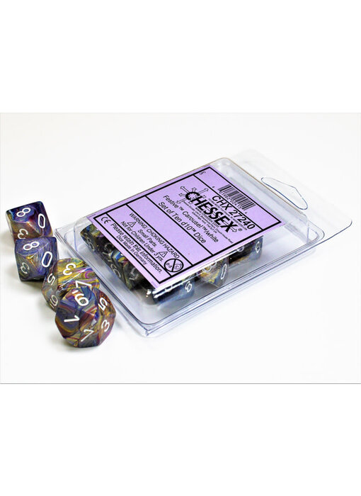 Festive 10 * D10 Carousel / White Chessex Dice (CHX27240)