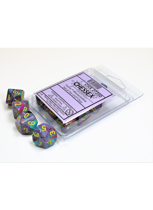 Festive 10 * D10 Mosaic / Yellow Chessex Dice (CHX27250)