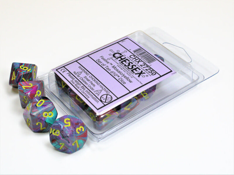 Chessex Festive 10 * D10 Mosaic / Yellow Chessex Dice (CHX27250)