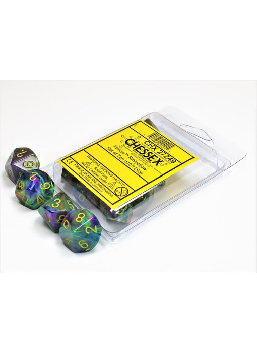 Festive 10 * D10 Rio W / Yellow Chessex Dice (CHX27249)