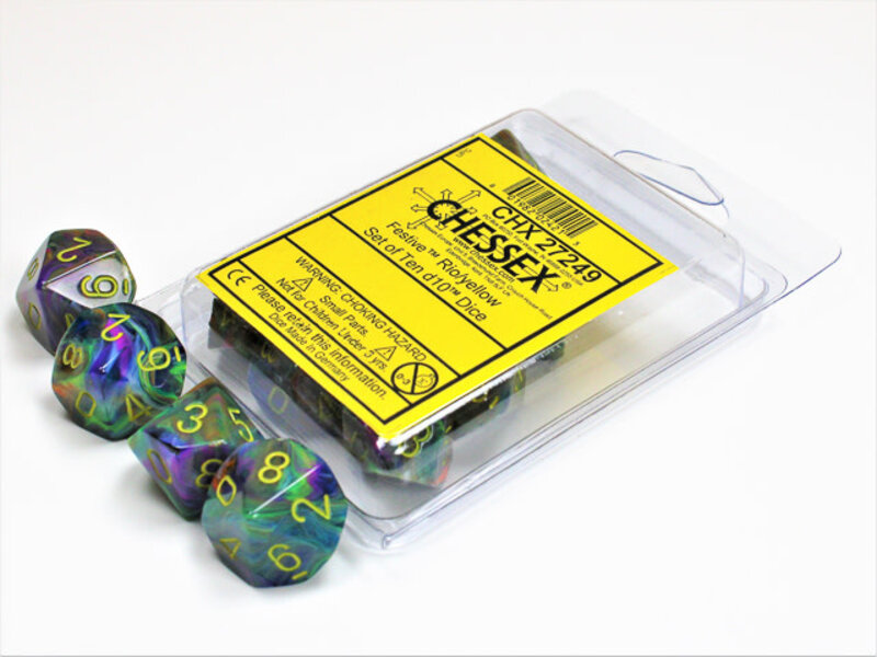 Chessex Festive 10 * D10 Rio W / Yellow Chessex Dice (CHX27249)