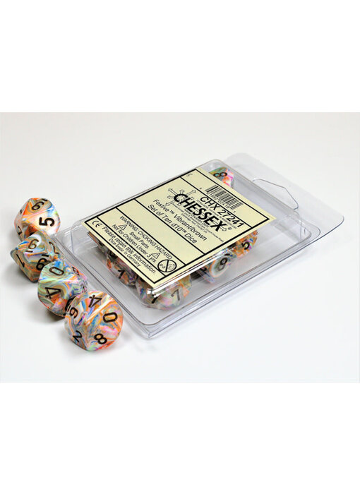 Festive 10 * D10 Vibrant / Brown Chessex Dice (CHX27241)