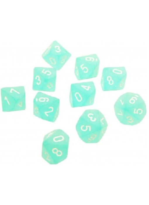 Frosted 10 * D10 Teal / White Chessex Dice (CHX27205)