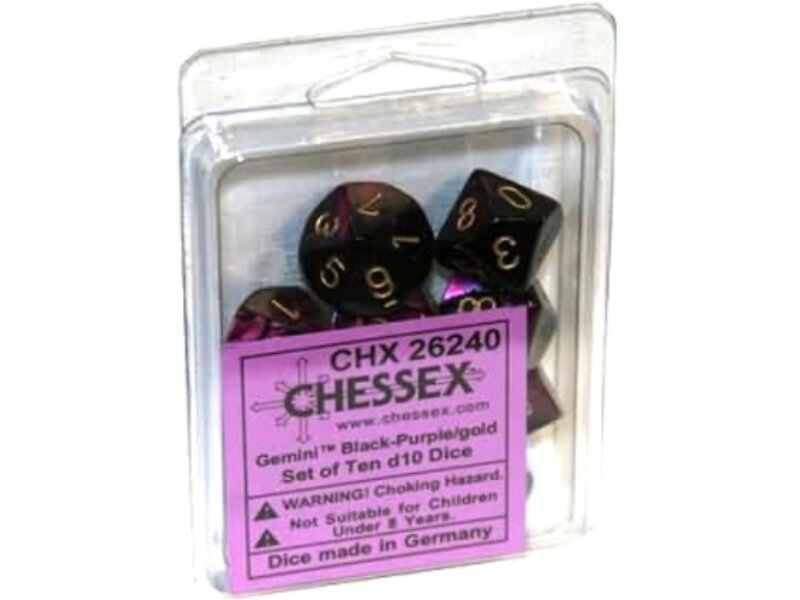 Chessex Gemini 10 * D10 Black-Purple / Gold Chessex Dice (CHX26240)