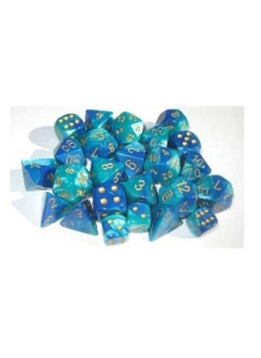 Gemini 10 * D10 Blue-Teal / Gold Chessex Dice (CHX26259)