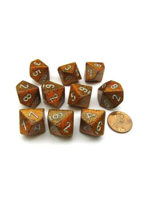 Glitter 10 * D10 Gold / Silver Chessex Dice (CHX27303)