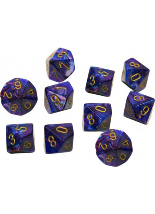 Lustrous 10 * D10 Purple / Gold Chessex Dice (CHX27297)