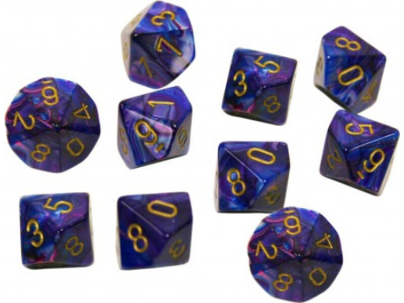 Chessex Lustrous 10 * D10 Purple / Gold Chessex Dice (CHX27297)