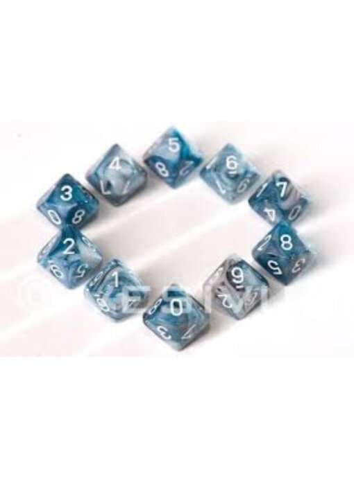 Lustrous 10 * D10 Slate / White Chessex Dice (CHX27290)