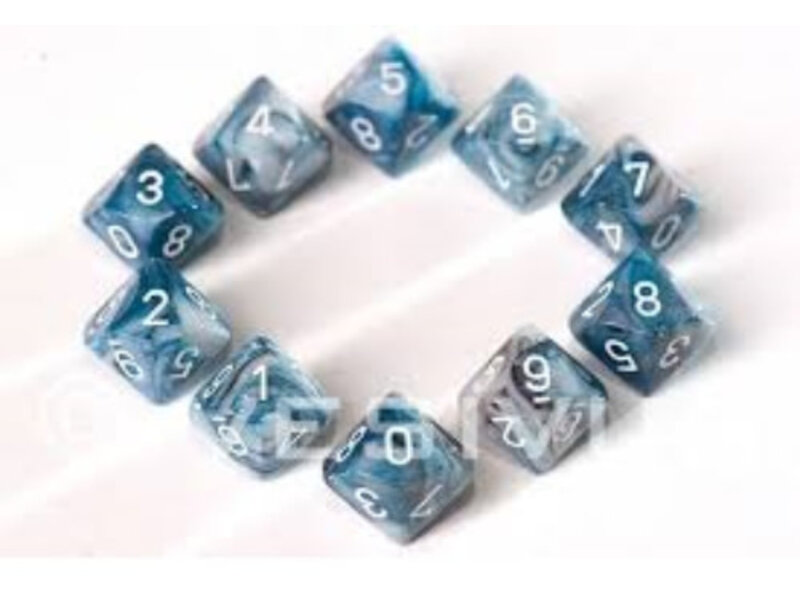 Chessex Lustrous 10 * D10 Slate / White Chessex Dice (CHX27290)
